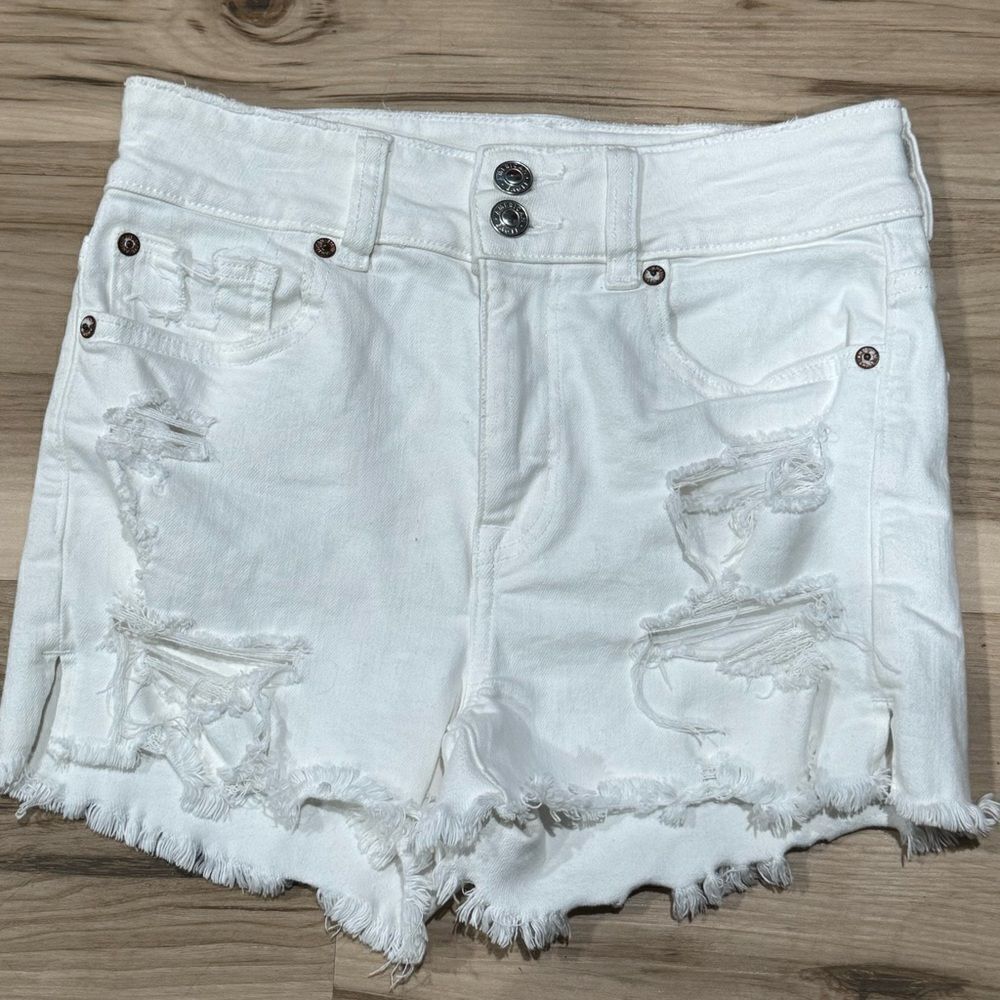 American Eagle White Super High Rise Shortie Shorts Women’s 2